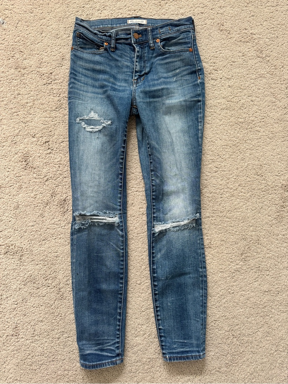 Madewell Distressed Blue Skinny Jeans